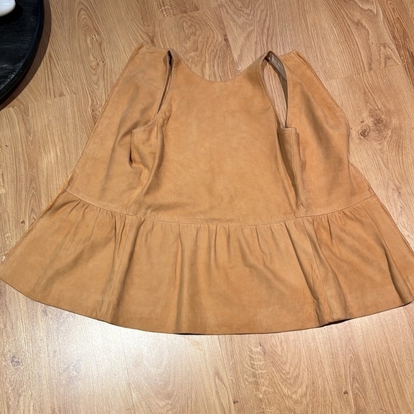 Chester Weinberg Sz 8 Suede Peplum Full Zip Back Sleeveless Top - Picture 11 of 12